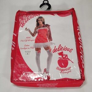 Sexy Women's Halloween Costume "Plaid Gift Wrapped" Size S/M Petite Cosplay